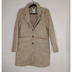 Soia & Kyo. Angora Wool Herringbone Coat Women S Canada Made Beige Notch Lapel